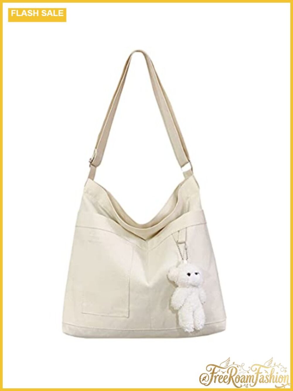 Cotton Canvas Tote Bag Zip Crossbody Hobo Shoulder Beach Bag